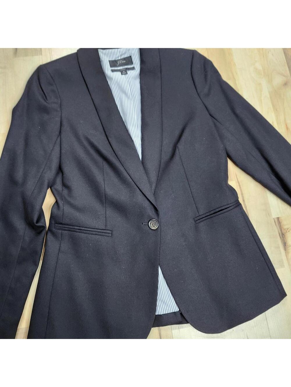 J. Crew Parke Blazer Wool Blend One Button Black Classic Fitted Jacket Size 0